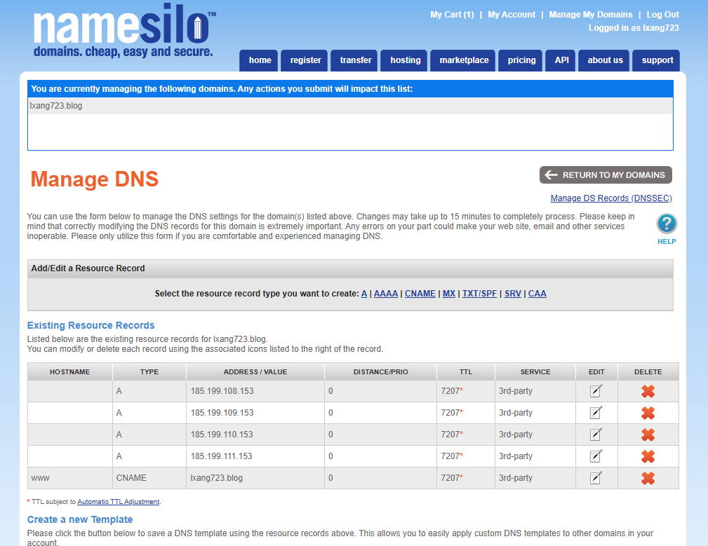 Manage DNS